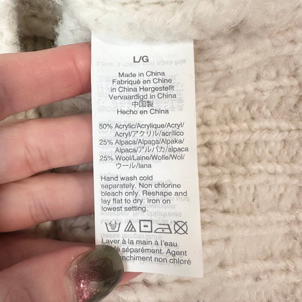 J. Crew Pointelle Pom Pom Sweater Alpaca Wool Blend Chunky Cable Knit Preppy - Picture 12 of 14